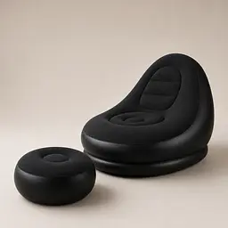 Надувний диван з пуфом Air Sofa / Надувне велюрове крісло з пуфом + насос Чорний - мініатюра 5