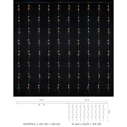 Гірлянда Delux Waterfall С 320LED 3х3 м теплий білий/прозорий IP20 (90018006) - мініатюра 2