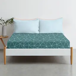 Простирадло Cosas на резинці 90х200 calm lines, смарагдовий (CalmLines_90x200x20) - мініатюра 3