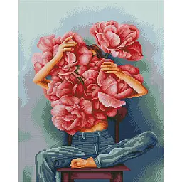 Алмазна мозаїка "Півонії в обіймах" ©Mykhailyshyna Daria DBS1073 Brushme 40х50 см
