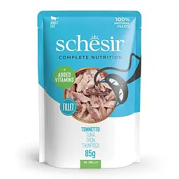 Вологий корм для котів Schesir Tuna Шезір тунець в желе натуральні консерви пауч 85 г (171009)