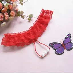 Стрінги з бусинами - незабутні моменти в комфорті S/M Червоний K0205-3 - мініатюра 2