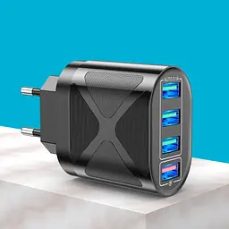 Зарядний пристрій Uslion BK-389 4 виходи USB блок швидкого заряджання QC 3.0 чорний