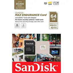 Карта пам'яті SanDisk microSDXC 64GB Endurance UHS-I Max U3 V30 + SD Adapter [SDSQQVR-064G-GN6IA] [91562] - мініатюра 5