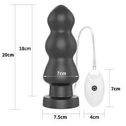Анальна пробка LoveToy King Sized Vibrating Anal Rigger 20 см (чорний) - мініатюра 2