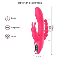 Секс-іграшка вібратор-кролик 3в1 Super Rabbit для потрійної стимуляції (точка G, клітор, анус), 12 режимів - мініатюра 6