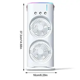 Акумуляторний настільний вентилятор Spray Fan 2in1 подвійний Вітродуйка з підсвічуванням та зволоженням Білий - мініатюра 8