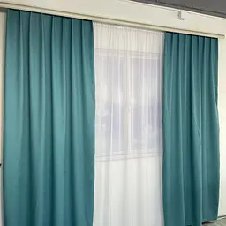 Мікровелюрові штори бірюзового кольору 2шт. 150х270 з білим шифоновим тюлем 400х270, на тасьмі ALBO pbe0052653 - мініатюра 5