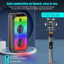 Динаміки TAMPROAD Bluetooth, 80 Вт бездротові портативні динаміки TWS для вечірок із сабвуфером, глибокі баси, світлодіодні - мініатюра 4