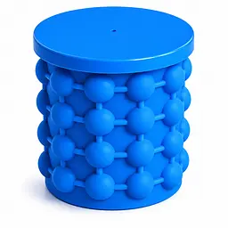 Силіконова форма відро для льоду з кришкою Ice Cube Maker Genie для охолодження напоїв Блакитний 88476 - мініатюра 3
