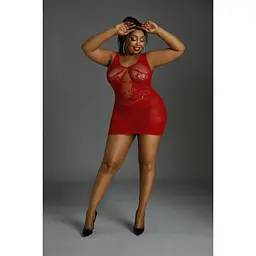Сукня-бодістокінг Moonlight Plus Model 08 XL-XXXL Red - мініатюра 3