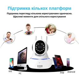 IP-камера поворотна XON SmartCam Wi-Fi 1080P (QTWEW21VW 4903) Біла - мініатюра 7