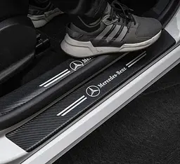 Захисна плівка накладка на пороги для Mercedes-Benz Чорний Карбон 4 шт - мініатюра 6