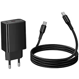 МЗП Hoco CS93A Leader PD20W (1USB-C) + кабель Type-C to Type-C Black - мініатюра 4