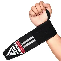 Бинти для зап'ясть (кистьові бинти) RDX GYM WRIST WRAP R11 BLACK/WHITE (WAH-WR11BW) - мініатюра 2