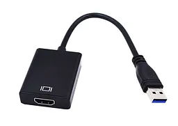 Перехідник USB 3.0 Type-A HDMI AF кабель 20см, чорний