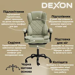 Крісло комп'ютерне DEXON PRIME з еко-шкіри з підставкою для ніг - мініатюра 3