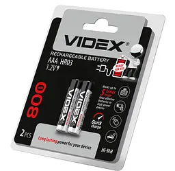 Акумулятори Videx HR03 AAA 800mAh double blister 2 шт. (HR03/800/2DB)