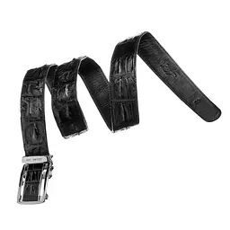 Ремінь-автомат CROCODILE LEATHER 18236 з натуральної шкіри крокодила (каймана) чорний 120 см - мініатюра 7