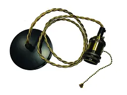 Підвісний світильник Levistella AMP16002-1, E27, чорний матовий, золотий провід, сучасний стиль для дому