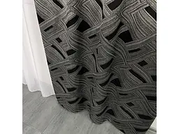 Жакардові штори "геометрія" чорного кольору 2шт. 150х270 з білим шифоновим тюлем 400х270, на тасьмі ALBO pbe0052576 - мініатюра 5