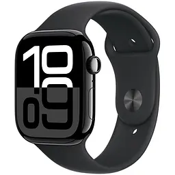 Смарт-годинник Apple Watch Series 10 GPS 42 mm Jet Black спортивний ремінець чорного кольору M/L (Grade A) Seller Refurbished