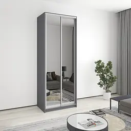 Шафа-купе дводверна MebelStar Уні AL 2 Дзеркала 90x45x240 см Антрацит (MBS-4004)