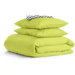Комплект постільної білизни Cosas сімейний LIME CS4 2 x 160 x 220 см (Ranfors70_Lime_ZigGrey_160x2)