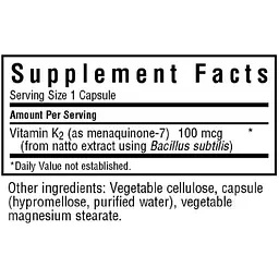 Вітамін K2 Bluebonnet Nutrition 100 мкг 50 вегетаріанських капсул - мініатюра 2