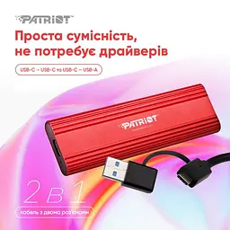Накопичувач SSD External Patriot Transporter Lite 2 TB Type-C PTPL2TBPEC червоний - мініатюра 2