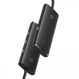 USB-хаб Baseus Lite Series 4-Port (USB-A to USB 3.0*4) 2m WKQX030201 Black - мініатюра 3