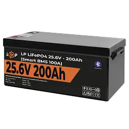 Акумулятор LP LiFePO4 24V (25,6V) - 200 Ah (5120Wh) (Smart BMS 100А) з BT пластик - мініатюра 3