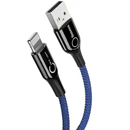 Кабель Baseus C-shaped Light Intelligent power-off Cable Lightning – USB 2.4A 1m CALCD-03 Blue - мініатюра 3