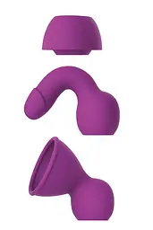 Вібратор вібромасажер секс-іграшка Dream Toys Queenpin Purple — 3 насадки, 9 режимів, USB-заряджання - мініатюра 5