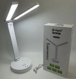 Настільна LED-лампа з 2 рухомими плафонами 30 см сенсорна світлодіодна 5 W акумуляторна (знімні 2 × 18650 6000 mAh) 3000–6000 K Digad 1960 - мініатюра 3