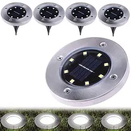 Світильник на сонячній батареї DISK Lights підсвічування для саду 8 Led сталевий - мініатюра 3