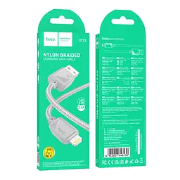 Кабель синхронізації Hoco X113 Nylon braided 2.4A USB-A to Lightning 1m Grey (36776_3609176) - мініатюра 3