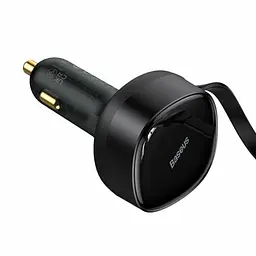 Автомобільний зарядний пристрій Baseus Enjoyment Retractable 2-in-1 Car Charger C+L 30W CGTX000001 Black - мініатюра 2