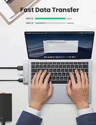USB-хаб Ugreen 5-in-2 USB C Hub for MacBook Pro/Air Silver (CM251/60559) [72724] - мініатюра 4