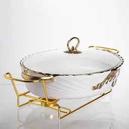 Марміт порцеляновий  Yiwu  Margaret 2 л 35х25 см зі скляною кришкою (YYSH1216) Yiwu YYSH1216 - мініатюра 3