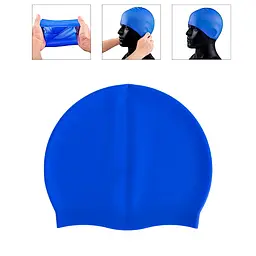 Шапочка для плавання Silicone Swim Cap, силіконова, синього кольору, 22×19.5 см - мініатюра 3