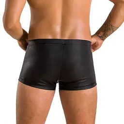 Чоловічі шкіряні боксери з клапаном Passion 050 SHORT PATRICK S/M Black - мініатюра 2