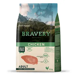 Сухий корм для собак середніх та великих порід BRAVERY Chicken Adult Large/Medium з куркою 4 кг