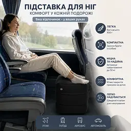 Набір для подорожей - надувна подушка для ніг 3 рівні + дорожня подушка для шиї + сумка для зберігання чорний - мініатюра 3