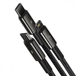 Кабель Baseus Tungsten Gold One-for-three Fast Charging Data 3-in-1 (Micro USB+Lightning+Type-C) 3.5 black (CAMLTWJ-01) - мініатюра 2