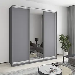 Шафа-купе тридверна MebelStar Комбо AL 2ДСП/Дзеркало 220x60x240 см Антрацит (MBS-2116)