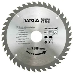 Диск пиляльний победітовий по дереву YATO 184х30х3.2х2.2 мм (YT-6061)