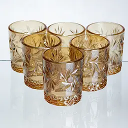 Набір чарок для віскі Yiwu Shot glass 6 штук по 75 мл коричневий склянки для міцних напоїв з товстими стінками HP-17-39