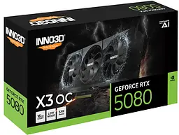 Відеокарта Inno3D RTX 5080 16Gb X3 OC (N50803-16D7X-17603930) (GDDR7, 256 bit, PCI-E v5.0 x16) - мініатюра 2
