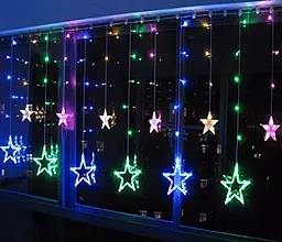 Новорічна світлодіодна гірлянда шторка дощ "Зірки" YS-84005 138 LED USB 2.5х2м (мультиколор) + пульт ДК, Yu Xin 82761 - мініатюра 4